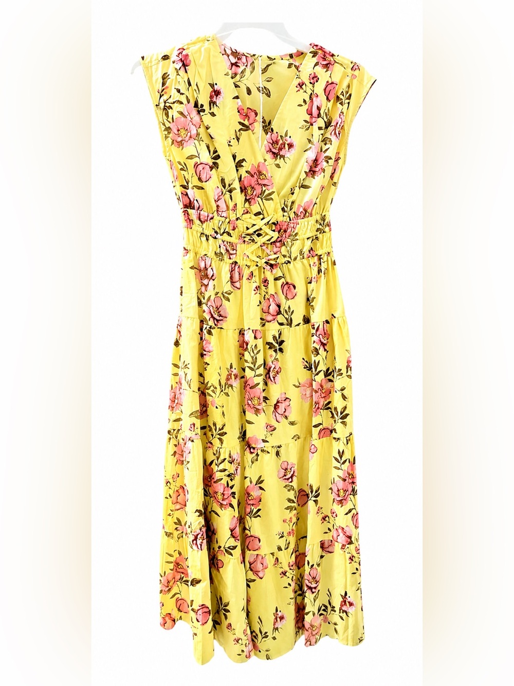 Anthropologie Meadow Rhodes Maxi Dress Yellow Floral Cottagecore Boho L Garden